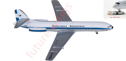 1:400 AeroClassics AC411339 Aerolíneas Argentinas Sud Aviation SE 210 LV-HGX Aircraft Model+Free Tractor