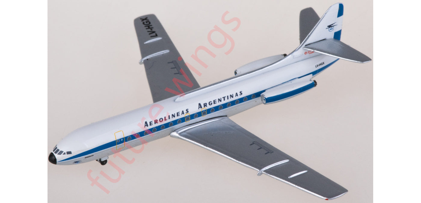 1:400 AeroClassics AC411339 Aerolíneas Argentinas Sud Aviation SE 210 LV-HGX Aircraft Model+Free Tractor