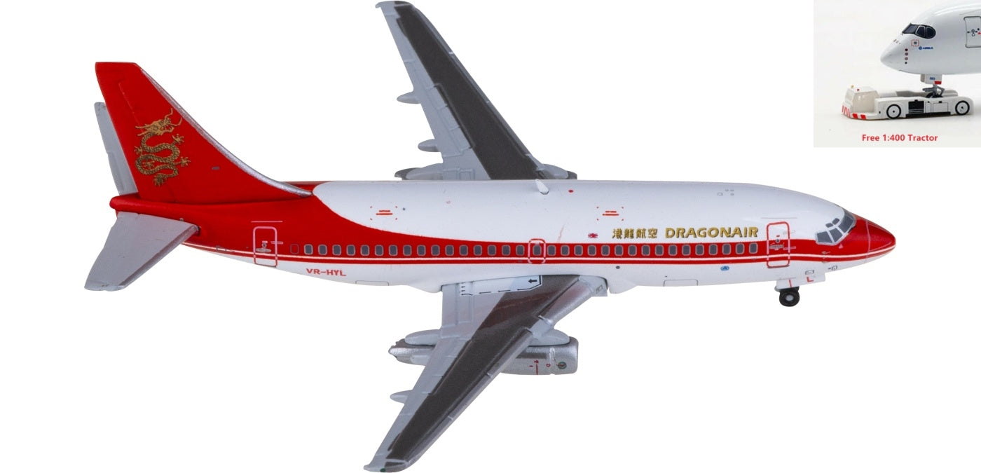 1:400 JC Wings EW4732002 Dragonair Boeing 737-200 VR-HYL Aircraft Model+Free Tractor