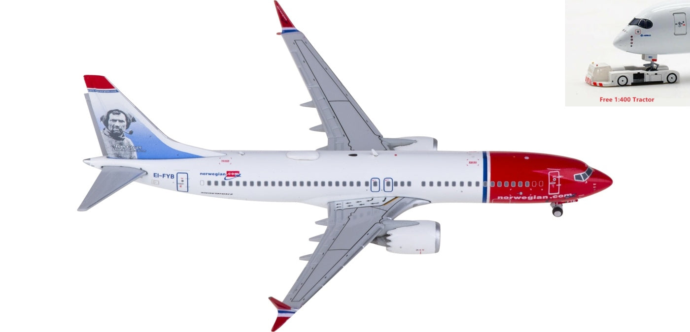 1:400 JC Wings XX4152 Norwegian Air Shuttle Boeing 737 MAX 8 EI-FYB Tom Crean Aircraft Model+Free Tractor