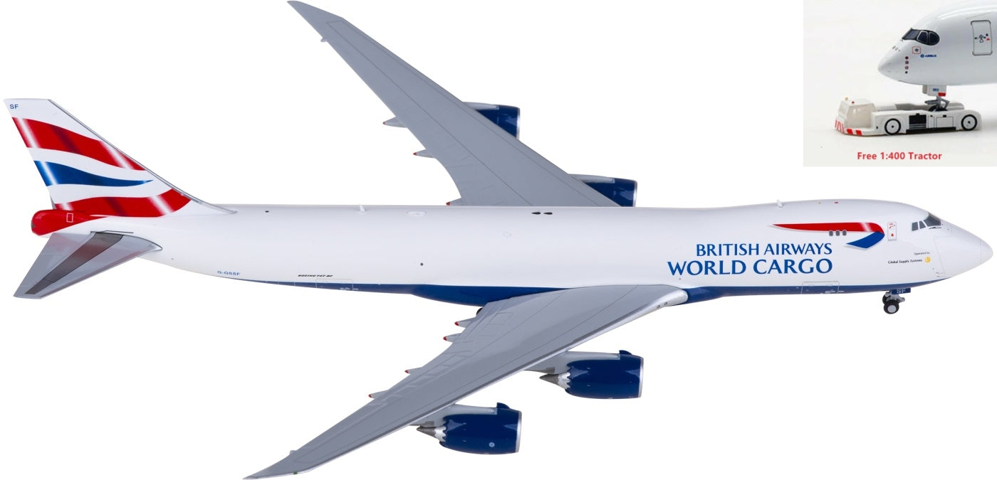 1:400 JC Wings EW4748015 British Airways Cargo Boeing 747-8F G-GSSF Aircraft Model+Free Tractor