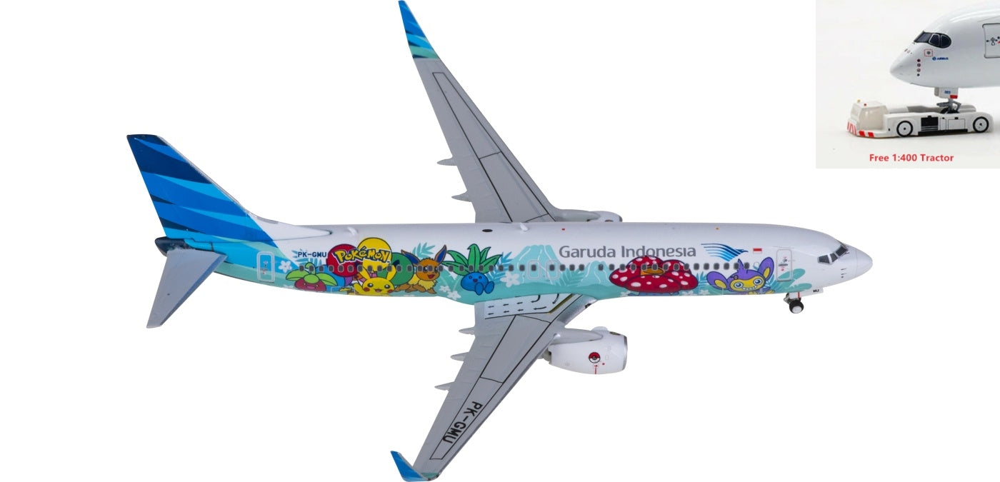 1:400 Phoenix PH04581 Garuda Indonesia Boeing 737-800 PK-GMU "POKEMON"Aircraft Model+Free Tractor