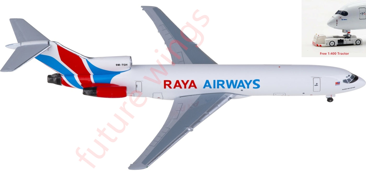 1:400 AeroClassics AC411335 Raya Airways Boeing 727-200F 9M-TGH Aircraft Model+Free Tractor