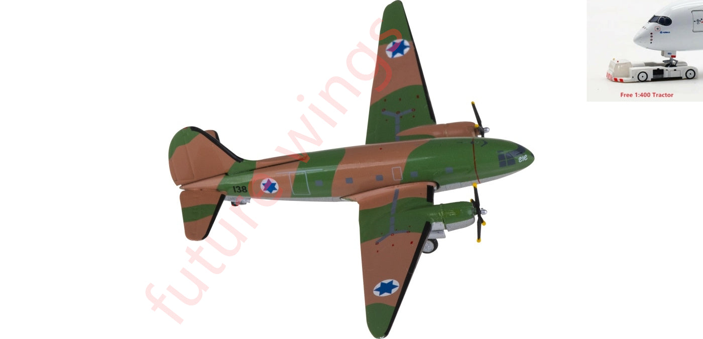 1:400 AeroClassics AC411357 IAF Israeli Air Force Curtiss C-46 138 Aircraft Model+Free Tractor