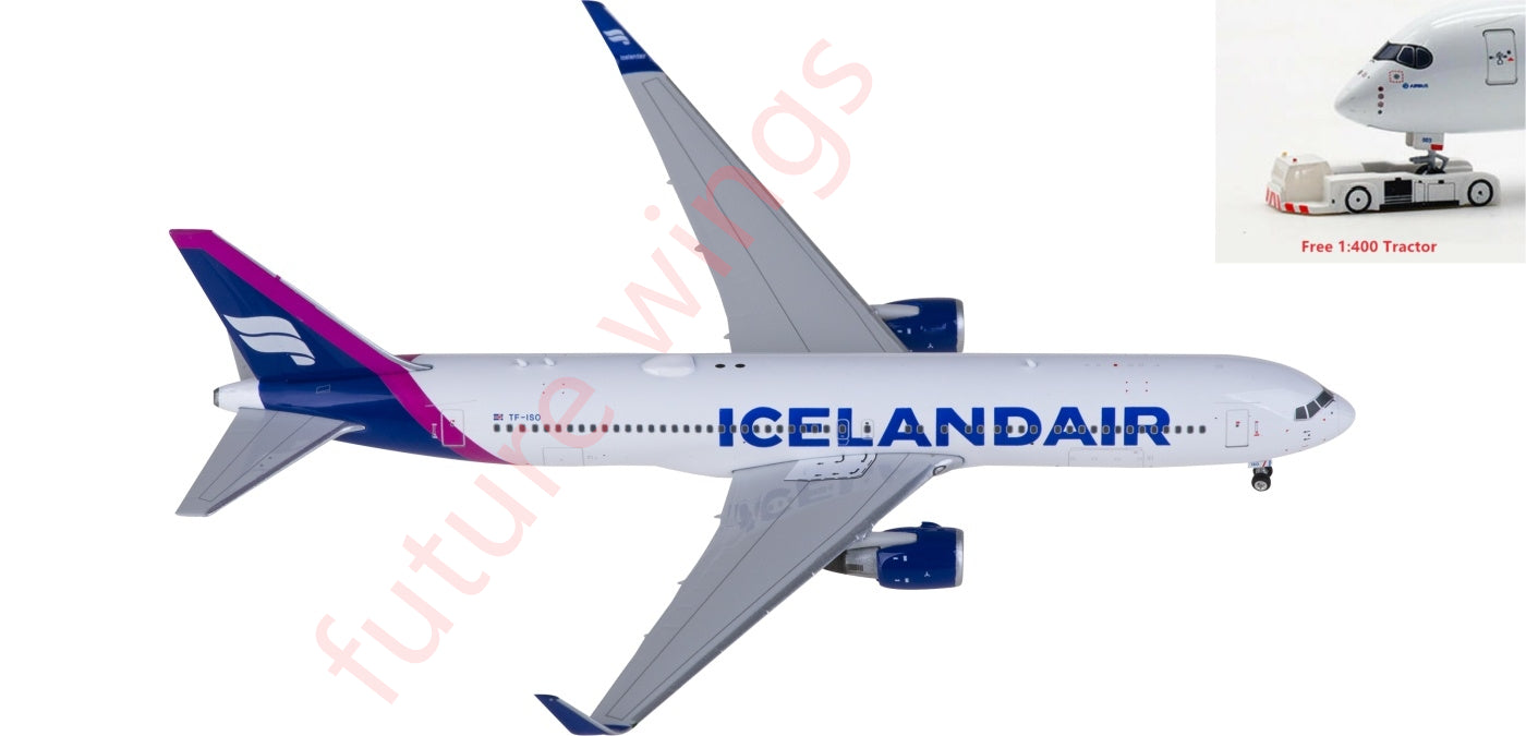 1:400 Phoenix PH11911 Icelandair Boeing 767-300ER TF-ISO Magenta Aircraft Model+Free Tractor