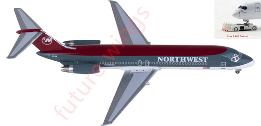 1:400 AeroClassics AC411324 Northwest Airlines McDonnell Douglas DC-9-32 N608NW Aircraft Model+Free Tractor