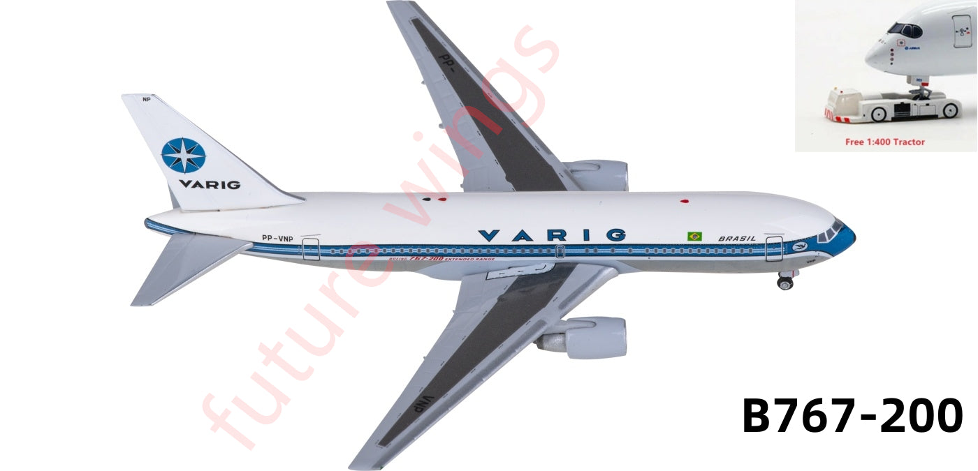 1:400 AeroClassics AC411236 VARIG Boeing 767-200 PP-VNP Aircraft Model+Free Tractor