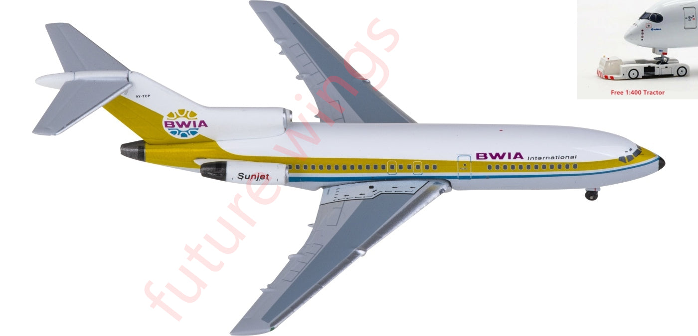 1:400 AeroClassics AC411261 BWIA West Indies Airways Boeing 727-100 9Y-TCP Aircraft Model+Free Tractor