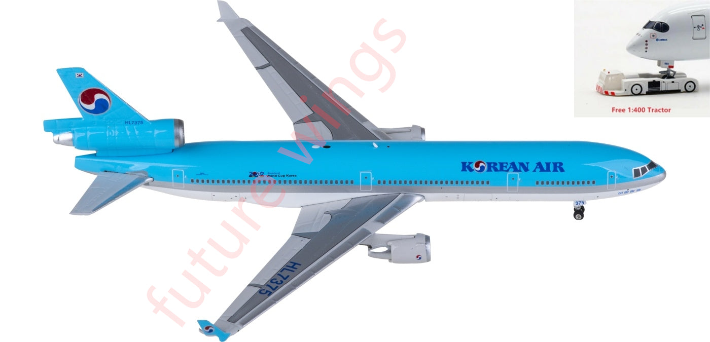 1:400 Phoenix PH04592 Korean Air McDonnell Douglas MD-11 HL7375 Aircraft Model+Free Tractor