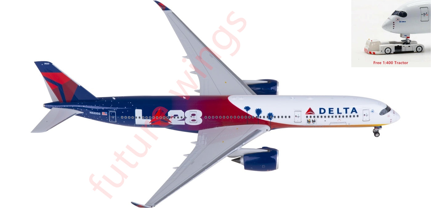 1:400 Phoenix PH04587 Delta Airlines Airbus A350-900 N522DZ Aircraft Model+Free Tractor