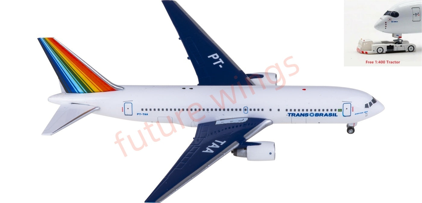 1:400 AeroClassics AC411374 Trans Brazil Boeing 767-200 PT-TAA Aircraft Model+Free Tractor