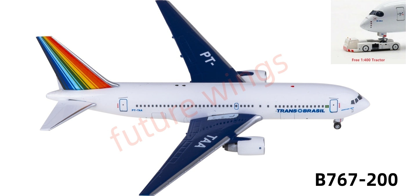 1:400 AeroClassics AC411374 Trans Brazil Boeing 767-200 PT-TAA Aircraft Model+Free Tractor