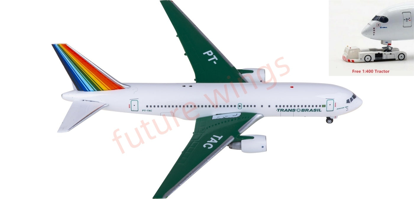 1:400 AeroClassics AC411376 Trans Brazil Boeing 767-200 PT-TAC Aircraft Model+Free Tractor