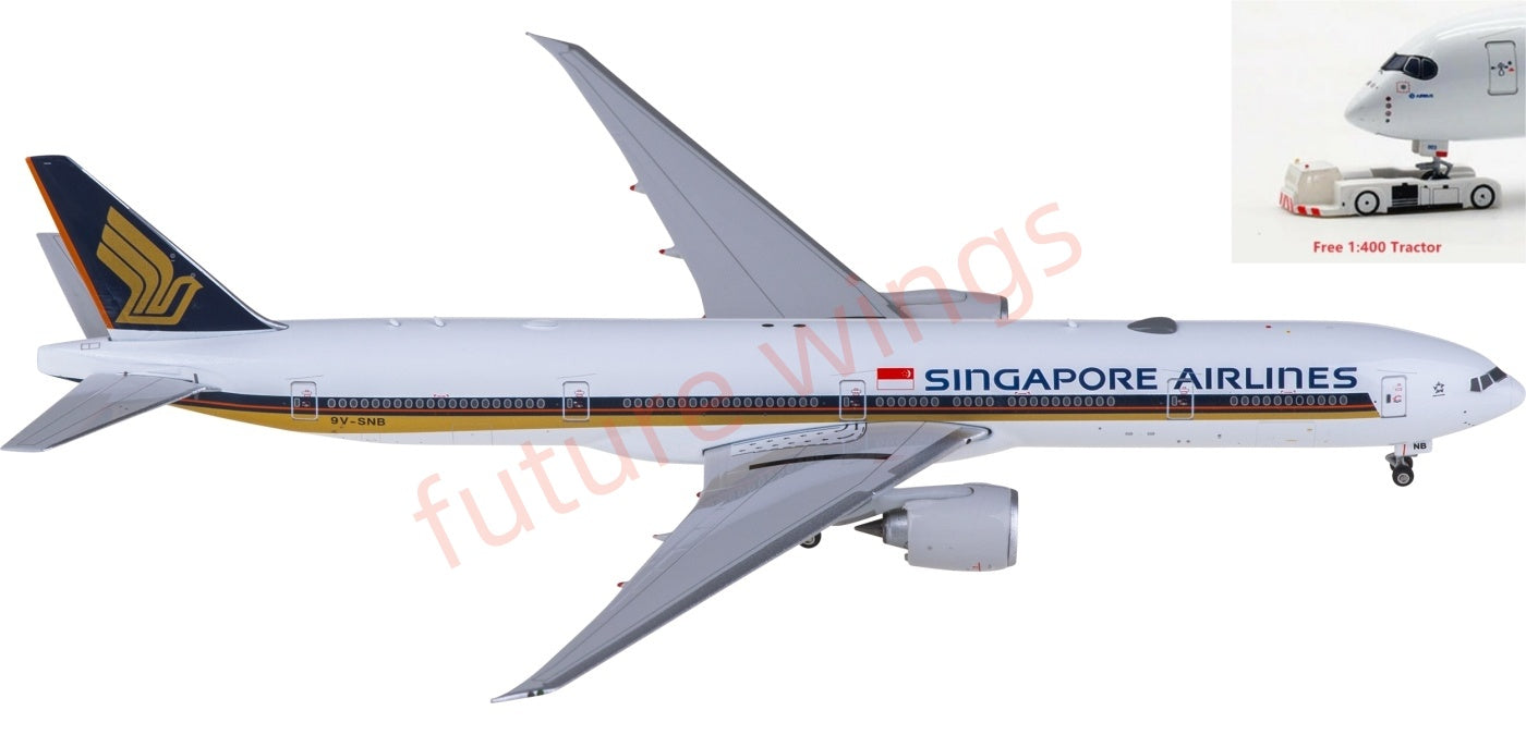 1:400 Phoenix PH04631 Singapore Airlines Boeing 777-300ER 9V-SNB Aircraft Model+Free Tractor