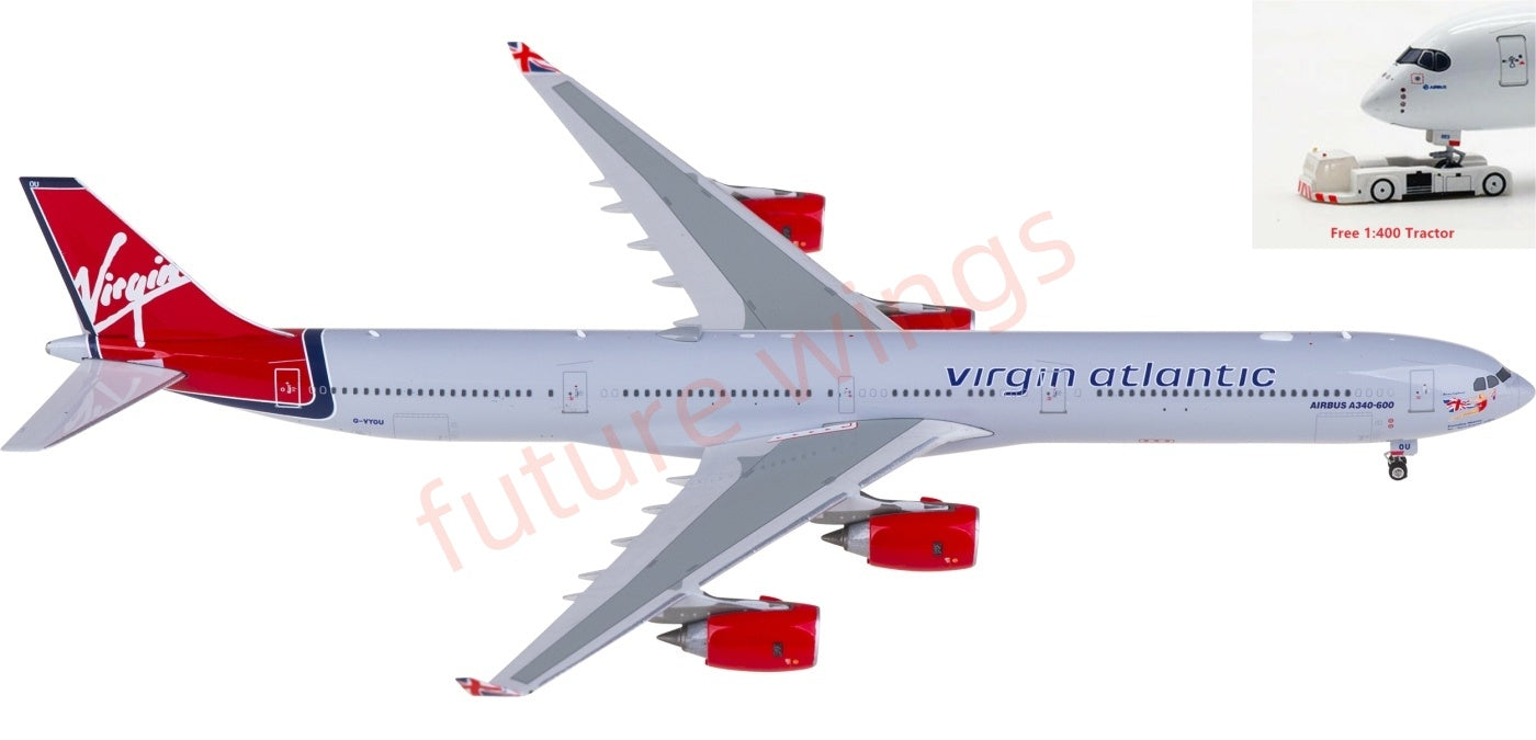 1:400 Phoenix PH11987 Virgin Atlantic Airbus A340-600 G-VYOU Aircraft Model+Free Tractor