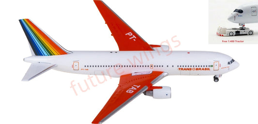 1:400 AeroClassics AC411375 Trans Brazil Boeing 767-200 PT-TAB Aircraft Model+Free Tractor