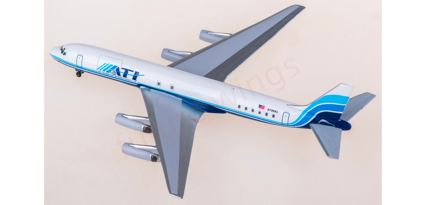 1:400 AeroClassics AC411384 Air Transport International Douglas DC-8-62C N799AL Aircraft Model+Free Tractor