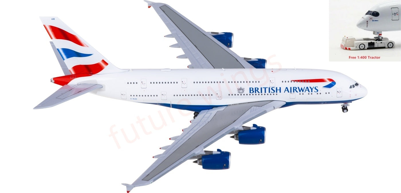 1:400 Geminijets GJBAW2325 British Airways Airbus A380 G-XLEE Aircraft Model+Free Tractor