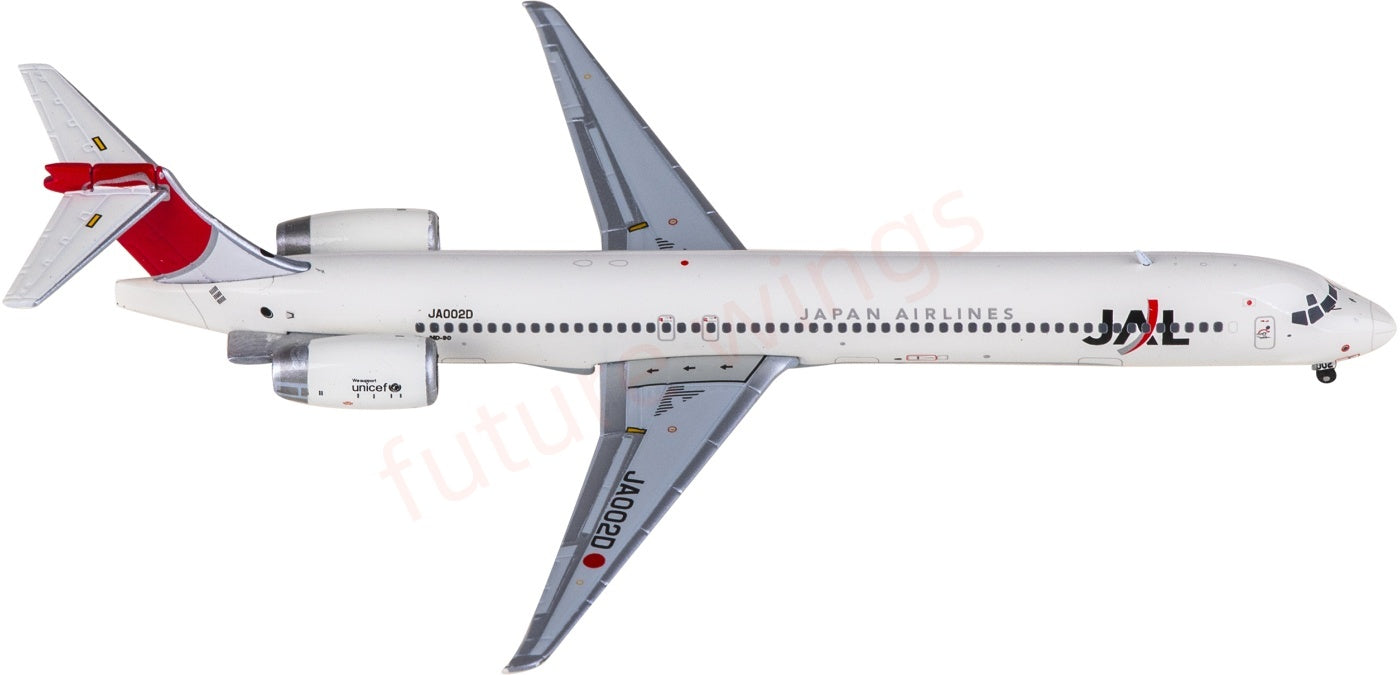 1:400 Geminijets GJJAL1719 Japan Airlines McDonnell Douglas MD-90 JA002D Aircraft Model+Free Tractor