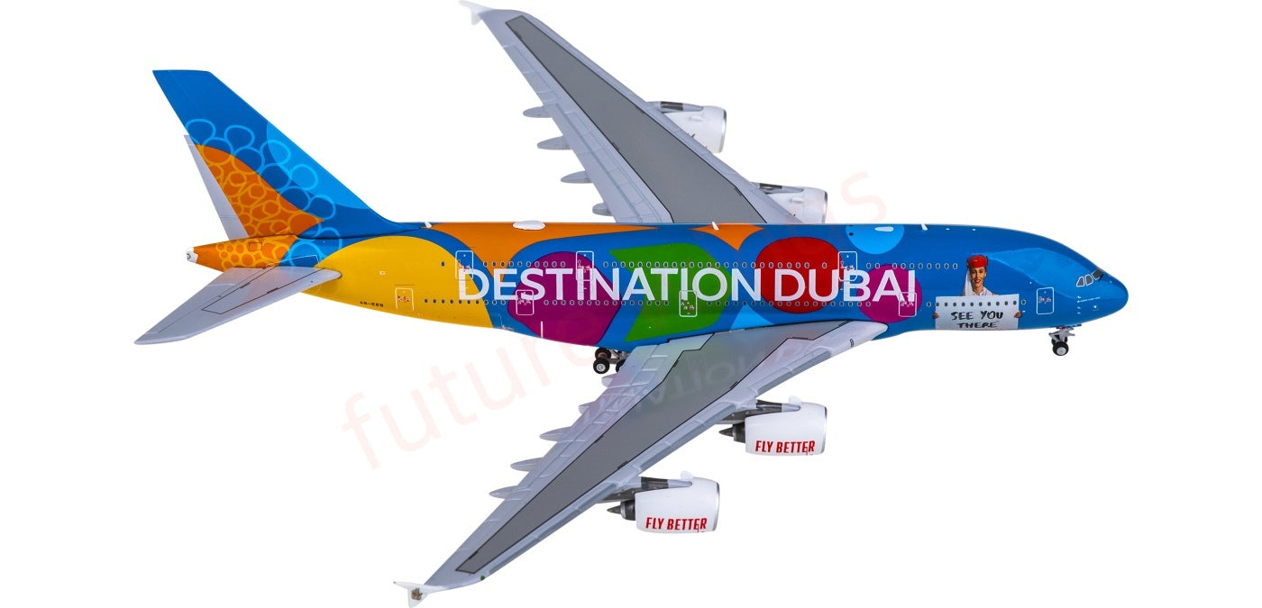 1:400 Geminijets GJUAE2345 Emirates Airways Airbus A380 A6-EES Aircraft Model+Free Tractor