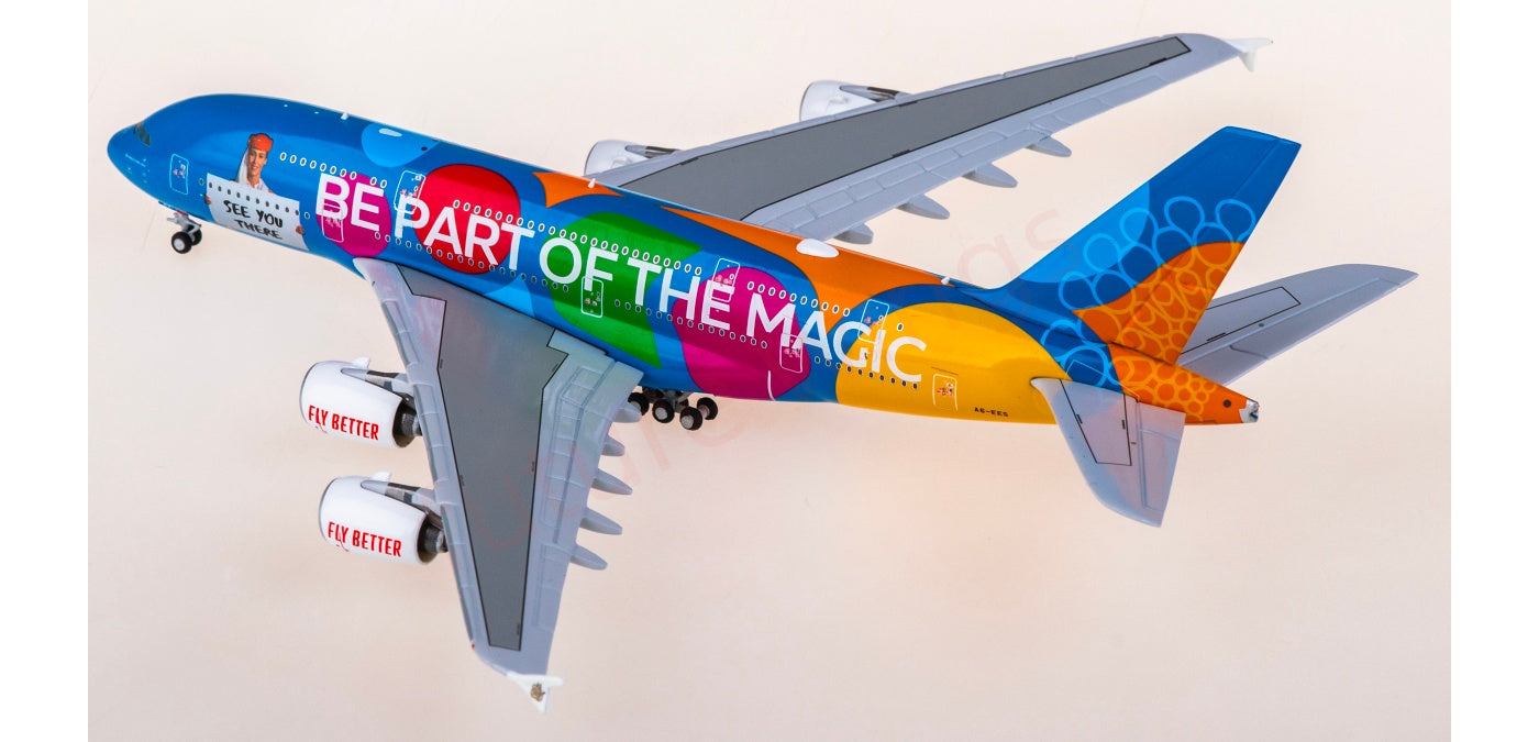 1:400 Geminijets GJUAE2345 Emirates Airways Airbus A380 A6-EES Aircraft Model+Free Tractor