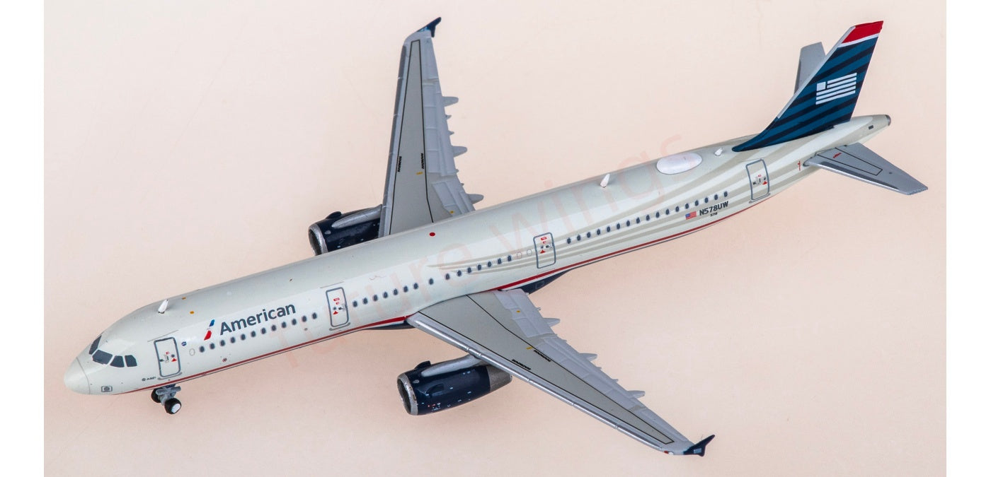 1:400 Geminijets GJAAL2297 American Airlines Airbus A321 N578UW Aircraft Model+Free Tractor
