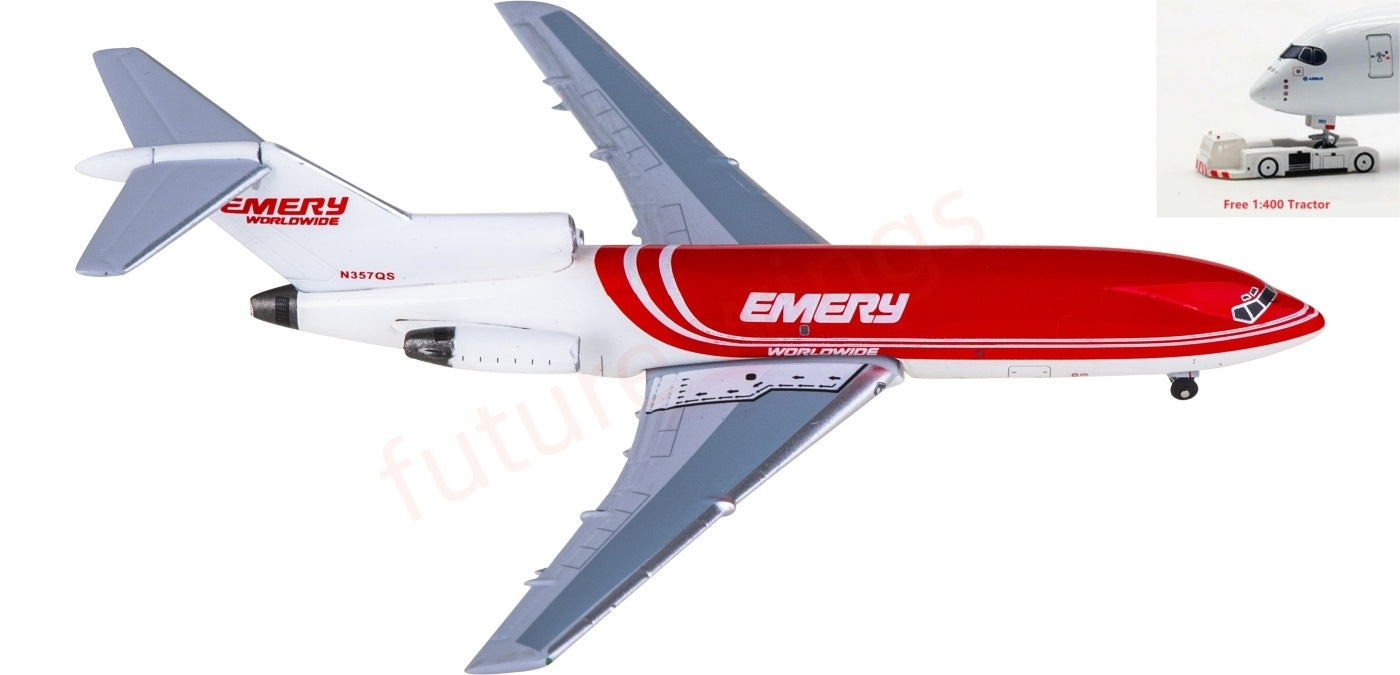 1:400 AeroClassics AC411442 Emery Boeing 727-100F N357QS Aircraft Model+Free Tractor