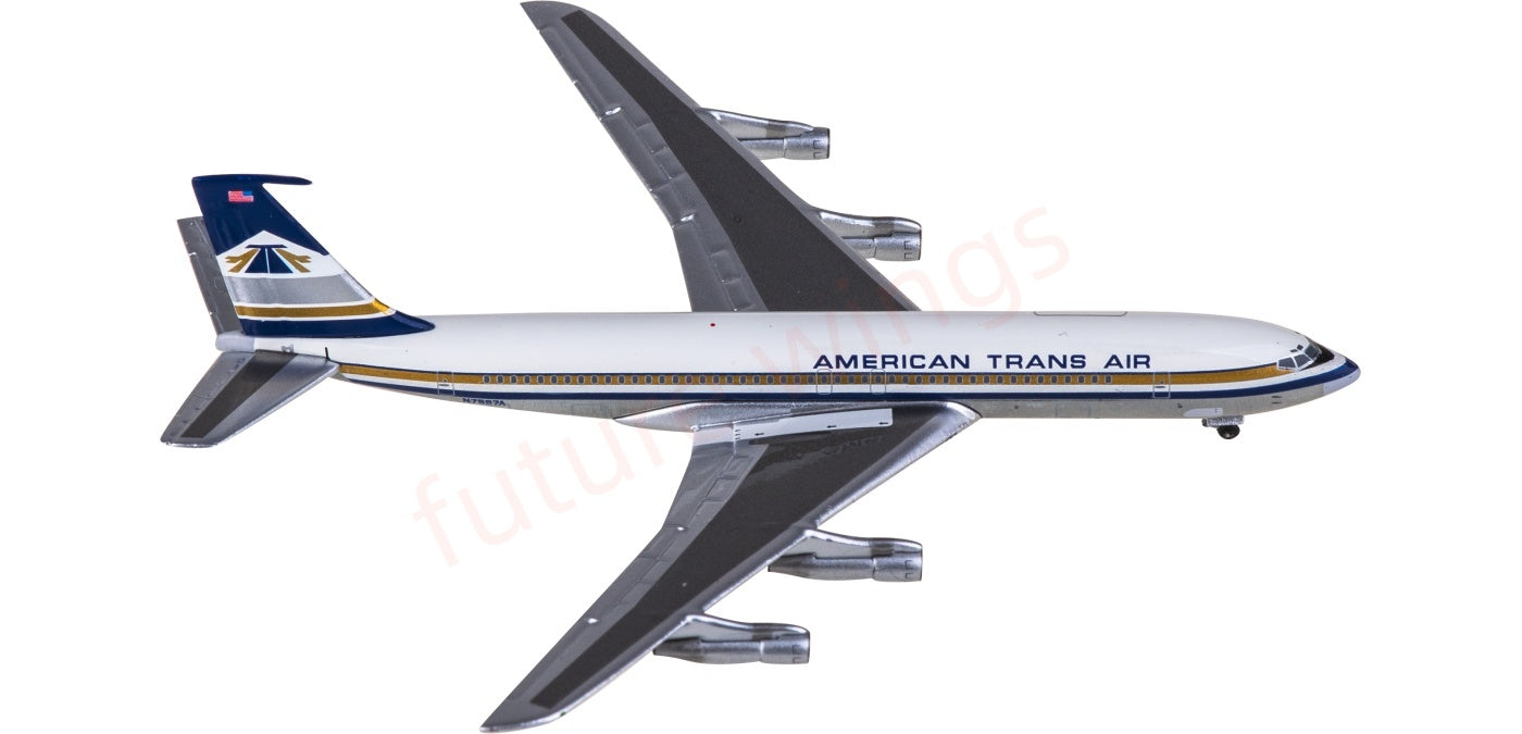 1:400 AeroClassics AC411332 American Trans Air Boeing 707-300 N7597A Aircraft Model+Free Tractor