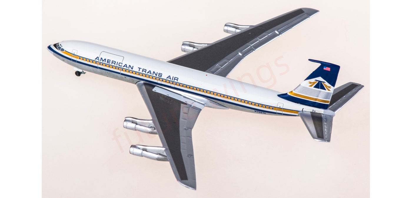 1:400 AeroClassics AC411332 American Trans Air Boeing 707-300 N7597A Aircraft Model+Free Tractor