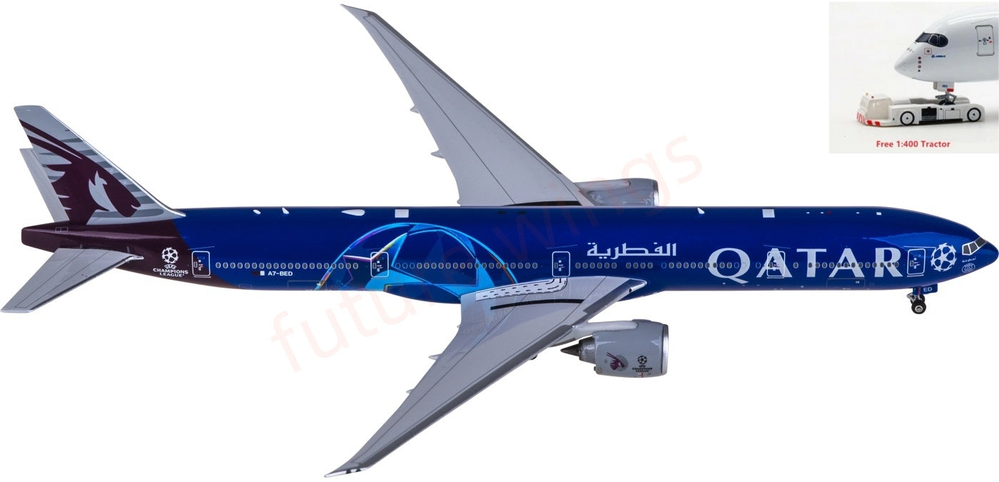 1:400 Phoenix PH04655 Qatar Airways Boeing 777-300ER A7-BED Aircraft Model+Free Tractor