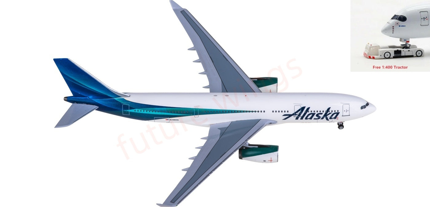 1:400 AeroClassics AC411467 Alaska Airlines Airbus A330-200 N396HA Aircraft Model+Free Tractor