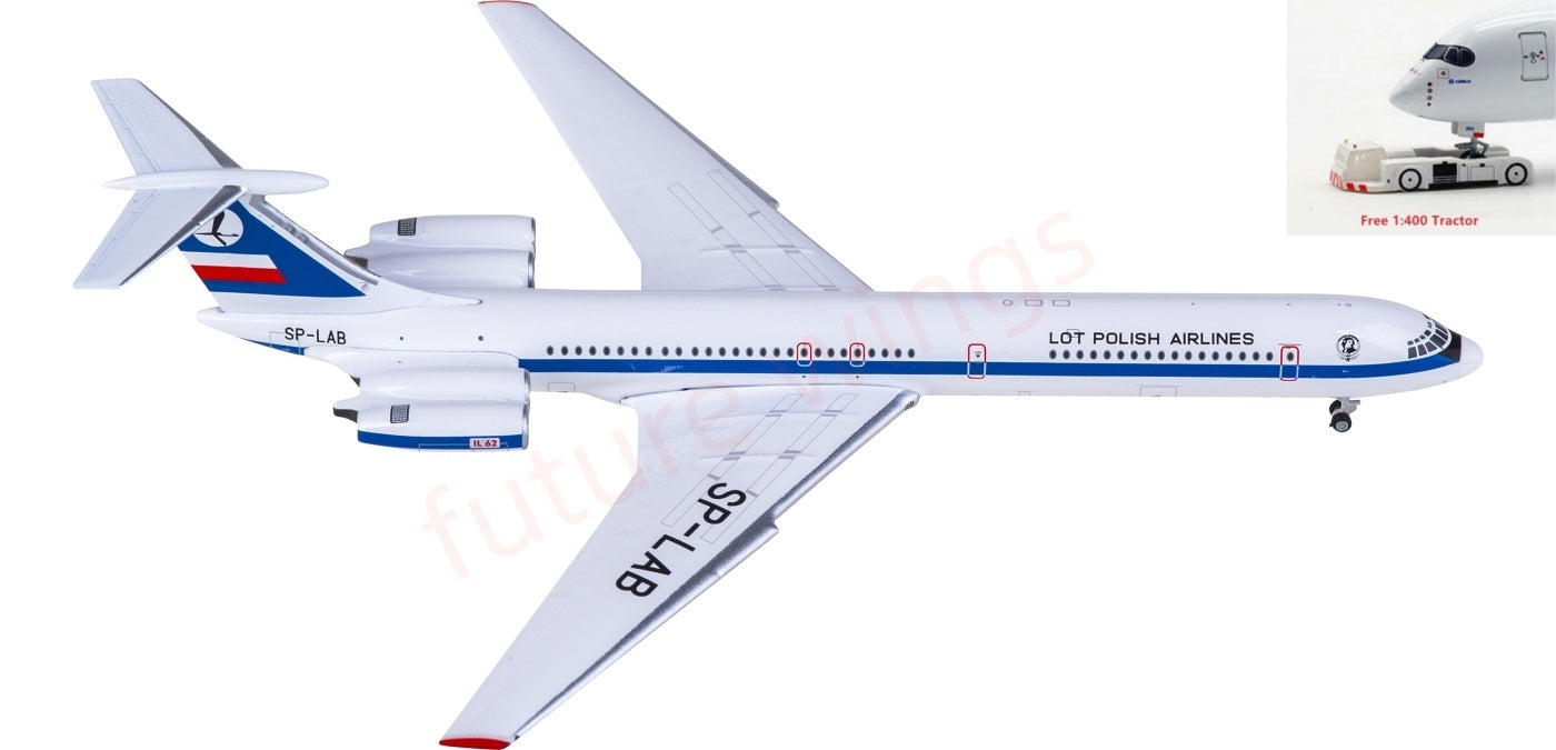 1:400 Phoenix PH12030 LOT Ilyushin IL-62 SP-LAB Aircraft Model+Free Tractor