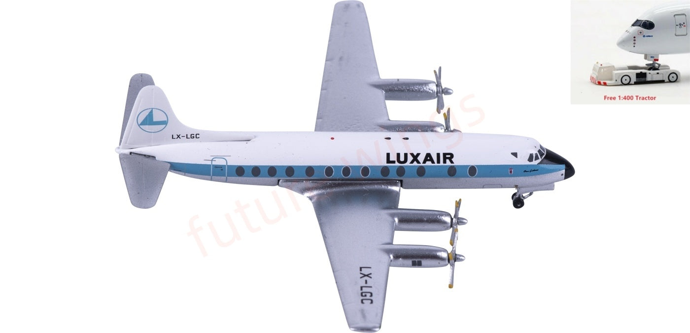 1:400 AeroClassics AC411463 Luxair Vickers Viscount 800 LX-LGC Aircraft Model+Free Tractor
