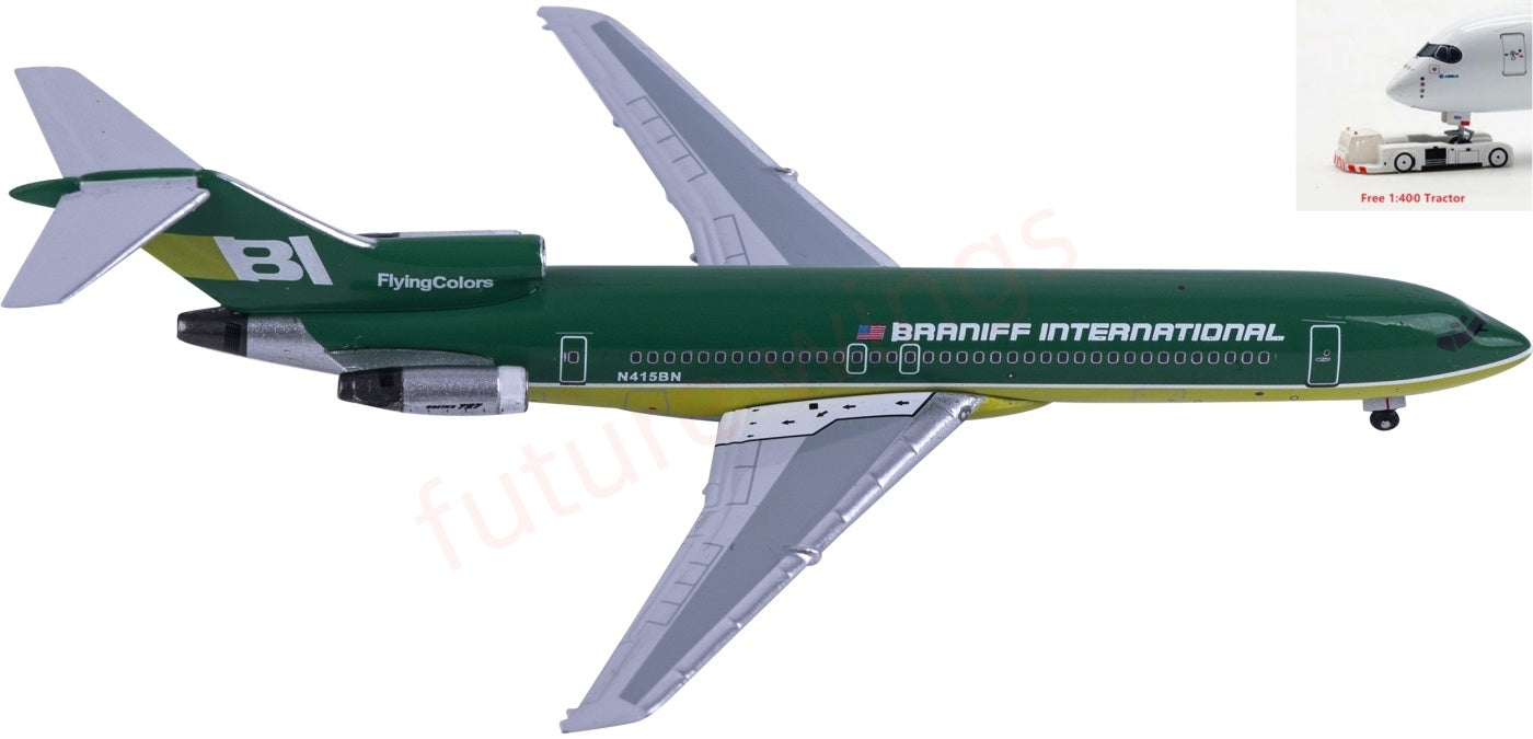1:400 AeroClassics BBX41683 Braniff  B727-200 N415BN Aircraft Model+Free Tractor