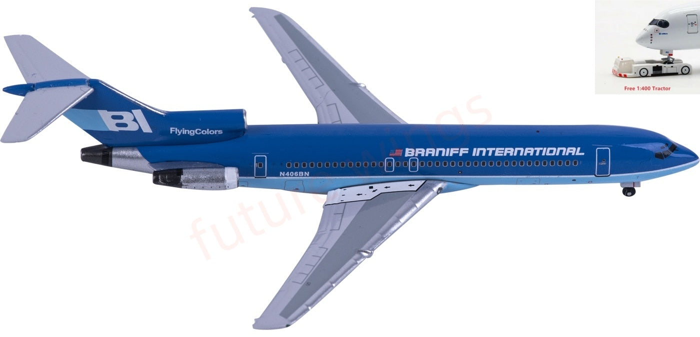 1:400 AeroClassics BBX41682 Braniff B727-200 N406BN Aircraft Model+Free Tractor