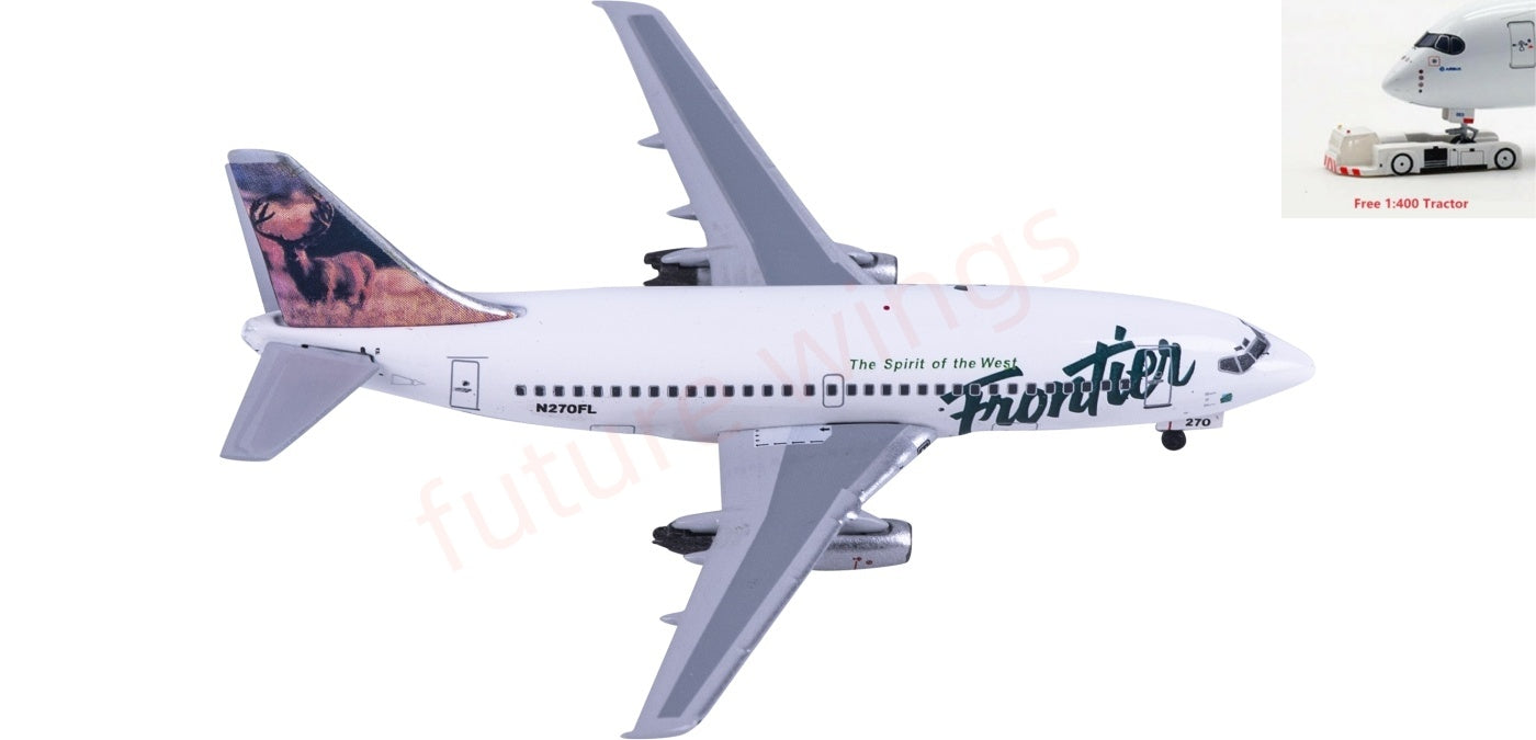 1:400 AeroClassics AC411513 Frontier Airlines B737-200 N270FL Aircraft Model+Free Tractor