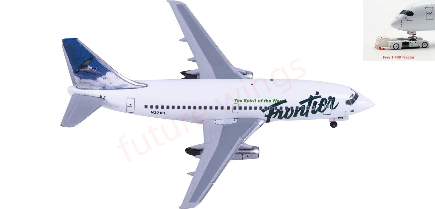 1:400 AeroClassics AC411514 Frontier Airlines B737-200 N271FL Aircraft Model+Free Tractor