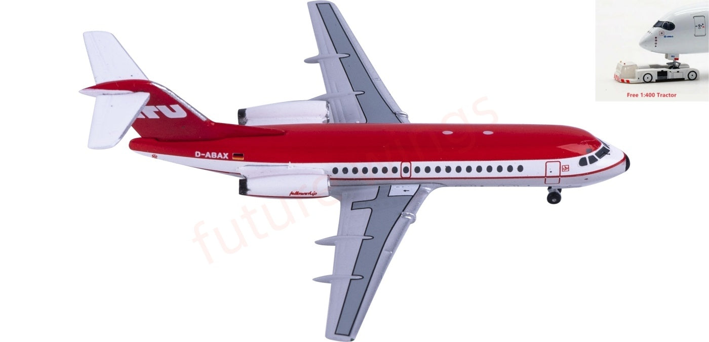 1:400 AeroClassics AC411454 LTU International Fokker F28 D-ABAX Aircraft Model+Free Tractor