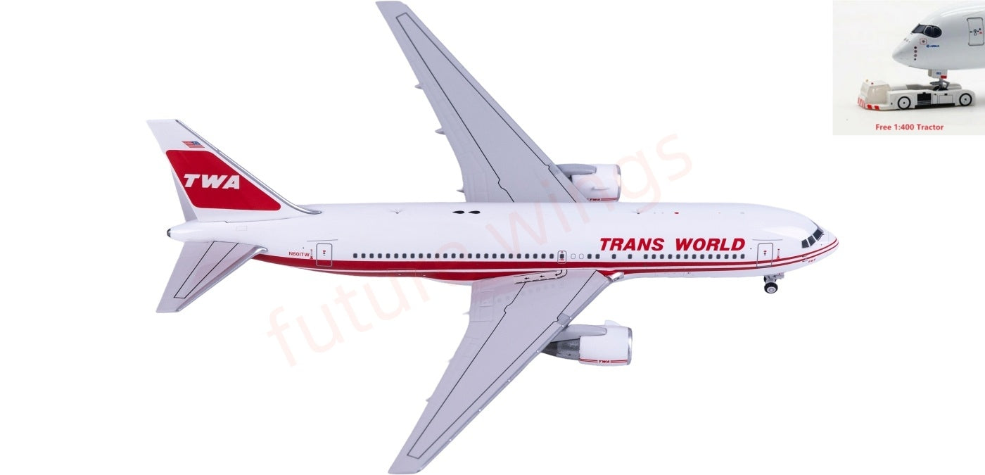 1:400 V1-400 V400005 TWA B767-200ER N601TW Aircraft Model Free Tractor+Stand