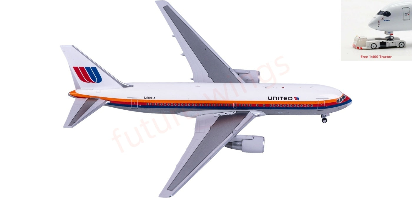 1:400 V1-400 V400006 United Airlines B767-200ER N601UA Aircraft Model+Free Tractor