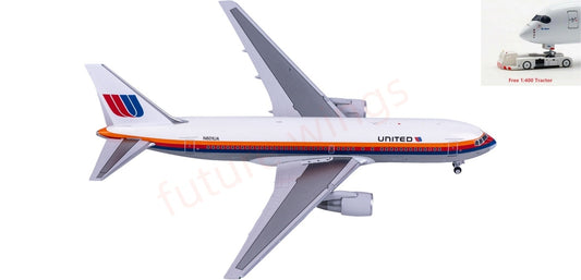 1:400 V1-400 V400006 United Airlines B767-200ER N601UA Aircraft Model+Free Tractor