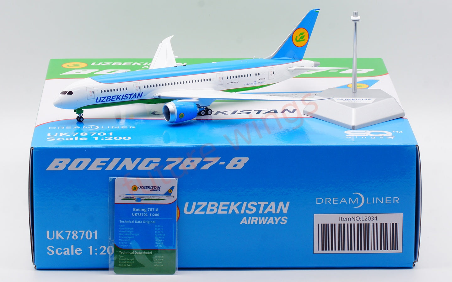 1:200 SQ Wings Uzbekistan Airways B787-8 UK78701 UK78706 Diecast Aircraft Model
