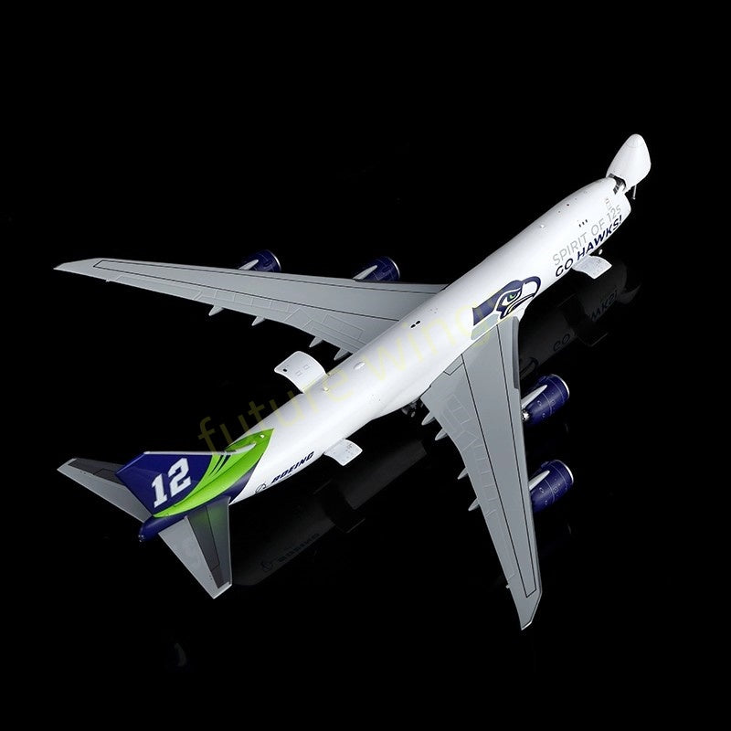 1:400 HX Models Seattle Seahawks B747-8F N770BA/N841BA Aircraft Model Free Tractor+Stand