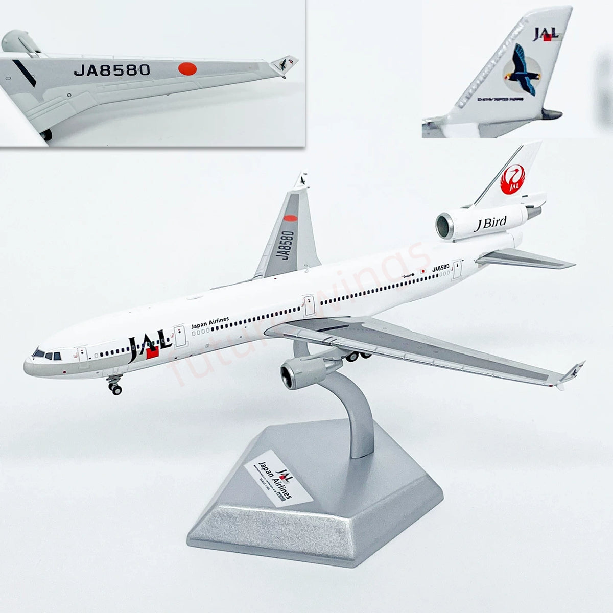 1:400 HX Models Japan Airlines JAL MD-11 JA8580 A8589 Aircraft Model+Free Tractor