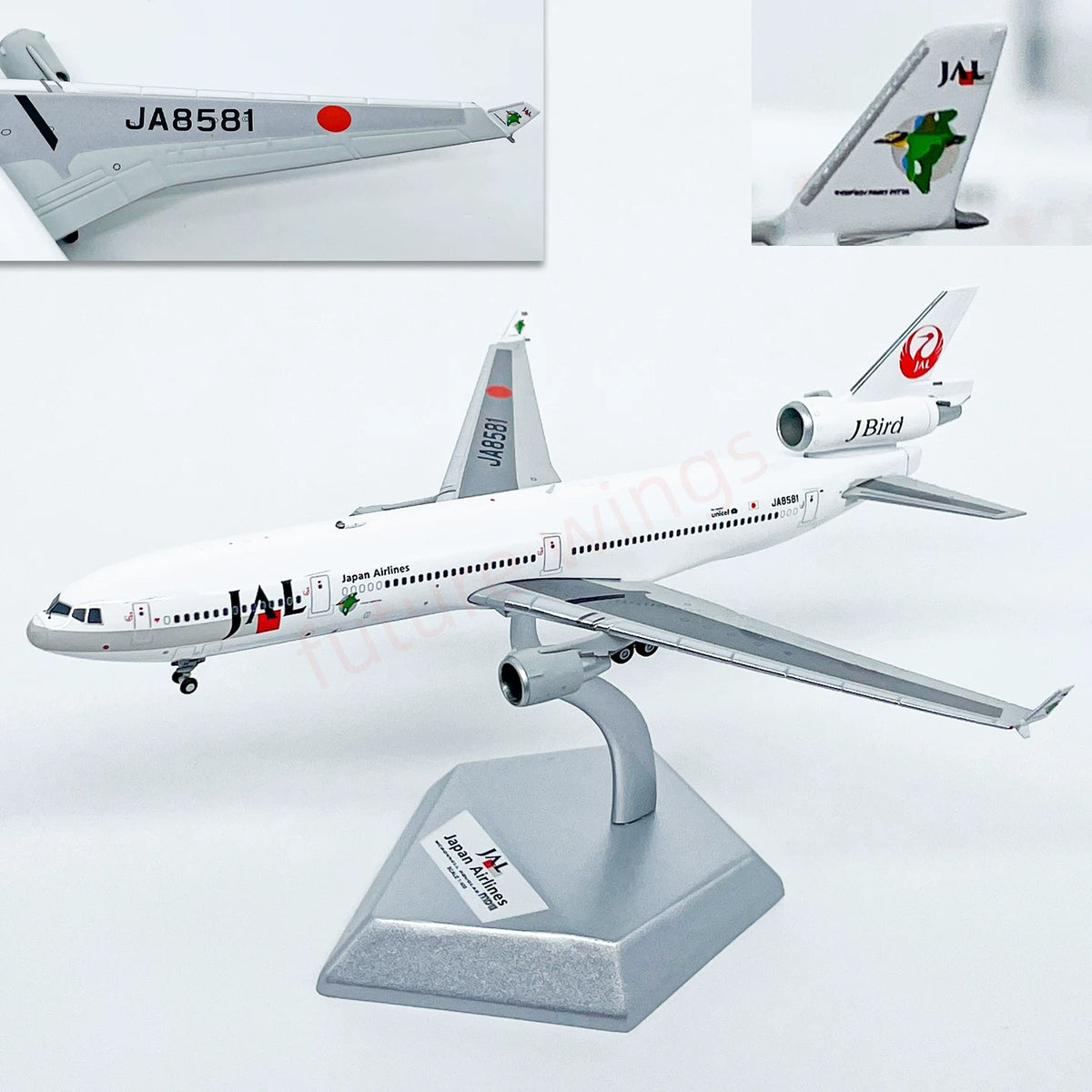 1:400 HX Models Japan Airlines JAL MD-11 JA8580 A8589 Aircraft Model+Free Tractor
