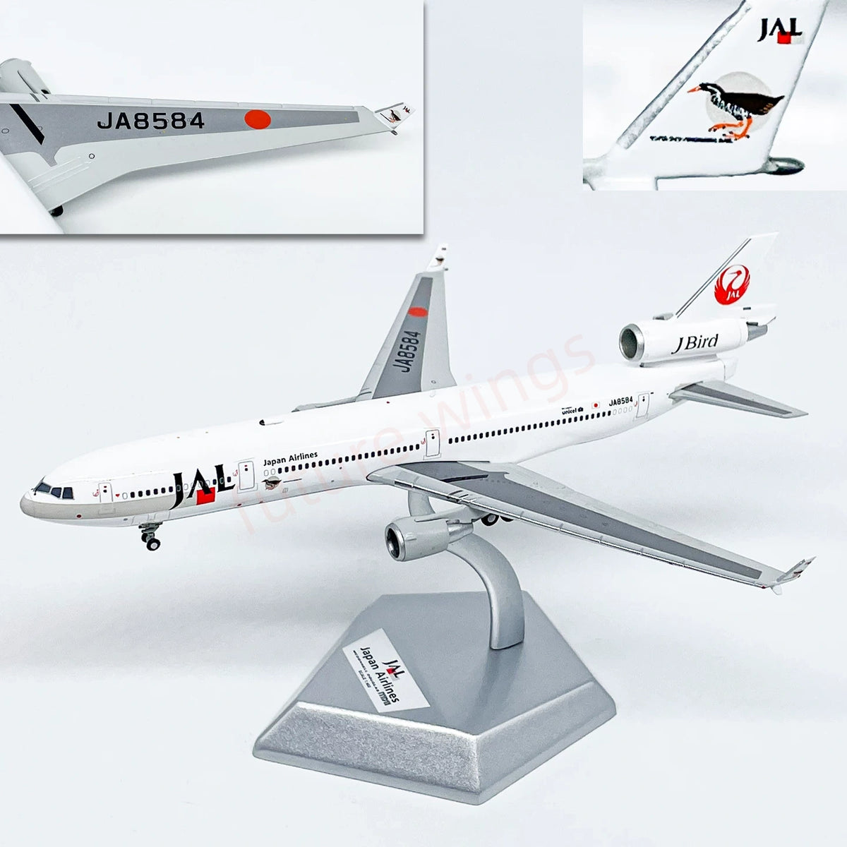 1:400 HX Models Japan Airlines JAL MD-11 JA8580 A8589 Aircraft Model+Free Tractor