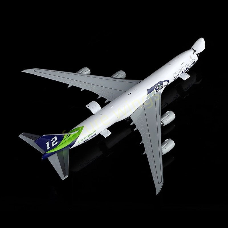 1:400 HX Models Seattle Seahawks B747-8F N770BA/N841BA Aircraft Model Free Tractor+Stand