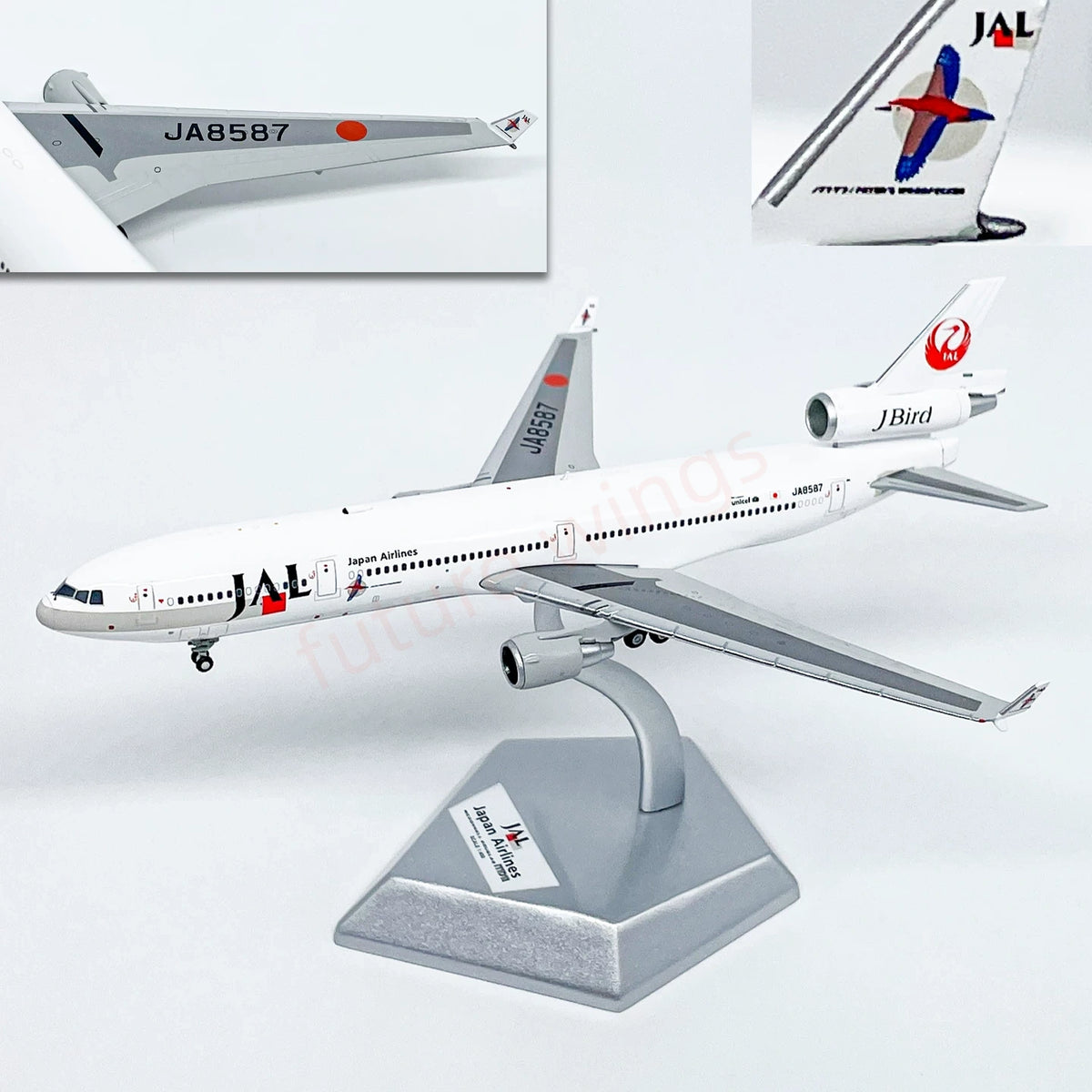 1:400 HX Models Japan Airlines JAL MD-11 JA8580 A8589 Aircraft Model+Free Tractor