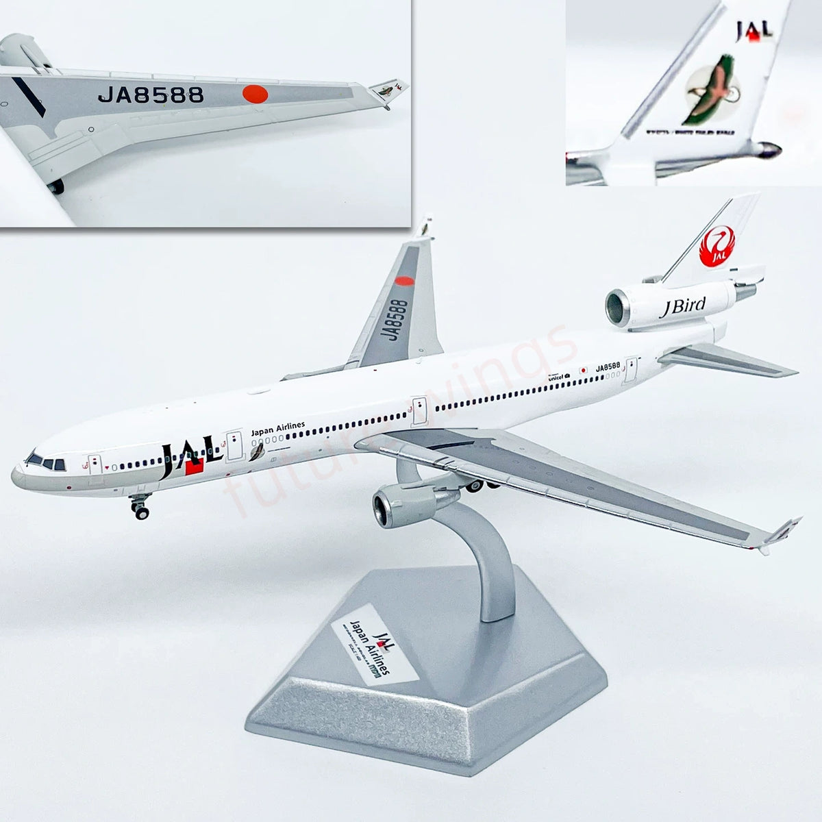 1:400 HX Models Japan Airlines JAL MD-11 JA8580 A8589 Aircraft Model+Free Tractor