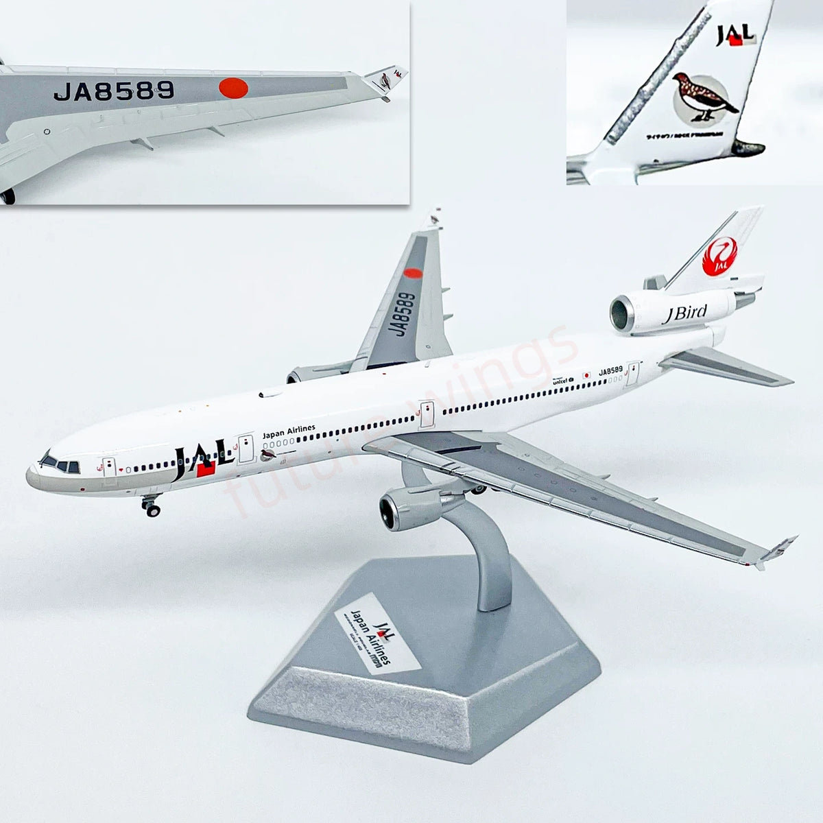 1:400 HX Models Japan Airlines JAL MD-11 JA8580 A8589 Aircraft Model+Free Tractor